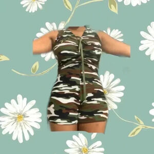 Camo Army Print Green Lace Up Short Jumper​